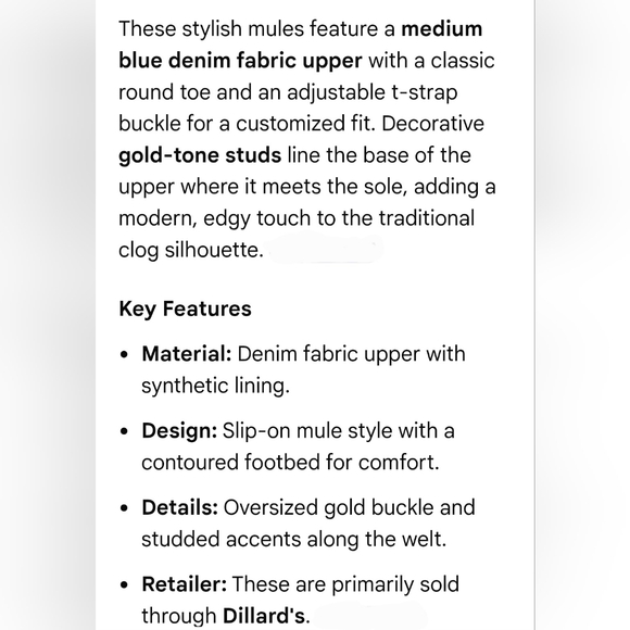 Chelsea & Violet Denim Blue Clogs/Mules W/Gold Buckles. Women's Size 9 NWOB - Picture 8 of 8